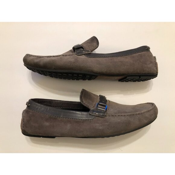 hugo boss men\'s gray leather slip on loafers size: 10.5 main image 3